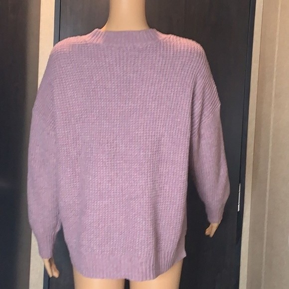 Sweet Romeo large waffle knit crew neck dark lavender sweater NWT - Picture 4 of 9